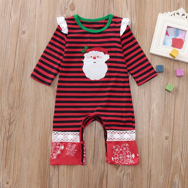 

new arrival romper christmas clothes for baby 0-2years baby christmas newborn infant girl boy striped lace jumpsuit, Blue