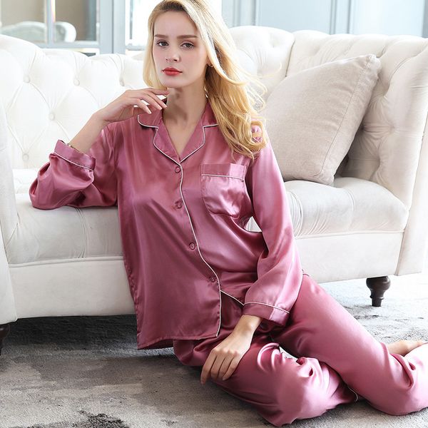 

100% silk pajamas set pijamas women 2019 2 pcs slik sleepwear for ladies pajamas natural pure silk nightshirt sets pyjama femme, Blue;gray