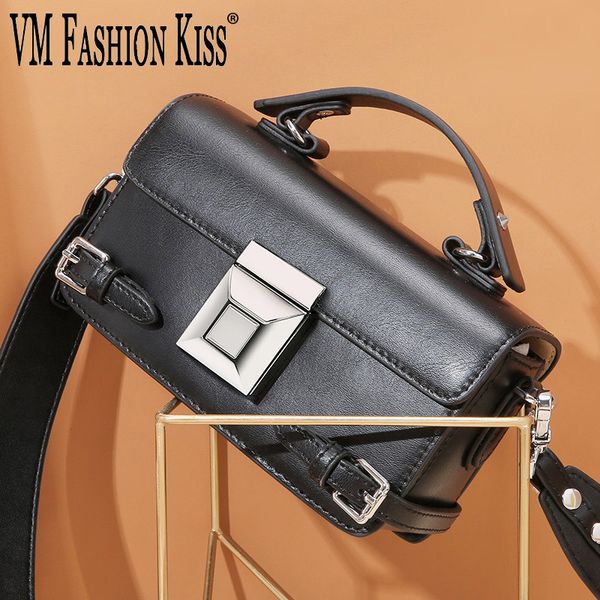 

vm fashion kiss new women summer genuine leather mini black retro box bag ladies crossbody bags for women 2019