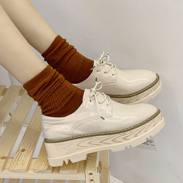

women shoes autumn platform black flats casual female sneakers british style oxfords women's all-match round toe ladies