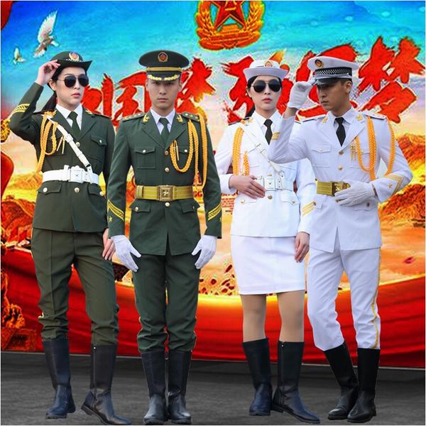 

handsome flag raiser costume honor guard china national performance military music band outfit drum army guard of honor costume clothing, Black;red