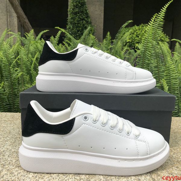 

2019 luxury fashion designer men women shoes sneakers leather velvet black white red flat casual shoes platform trainers 5-11