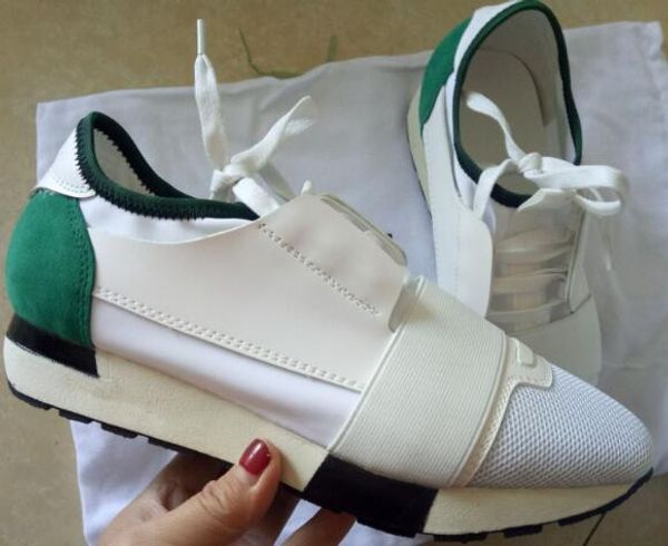 Moda lüks Tasarımcı Sneaker Erkek Kadın Rahat Ayakkabılar Hakiki Deri Örgü sivri burun Yarış Koşucu Ayakkabı Kutusu Ile Açık Havada Eğitmenler US5-13