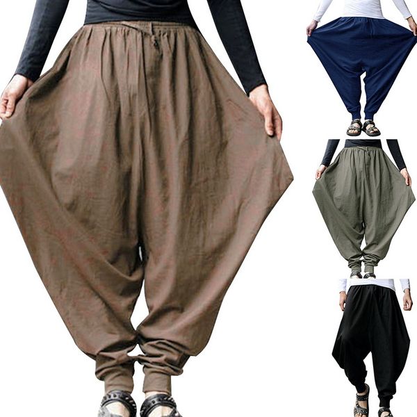 

drop shipping loozykit mens boys boho hippie baggy wide leg pants men's trade harem pants loose wide leg comfortable pants, Black