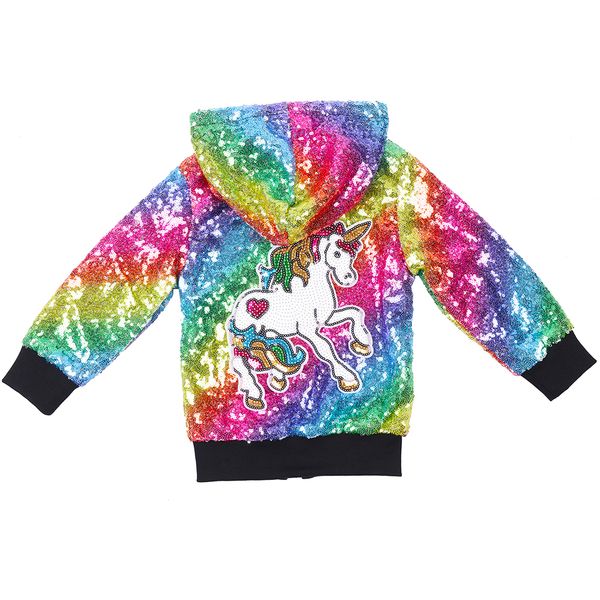 

unicorn jackets for baby girls sequin gold hoodie rainbow kids glitter coat boys party toddler sparkle jacket christmas birthday, Blue;gray