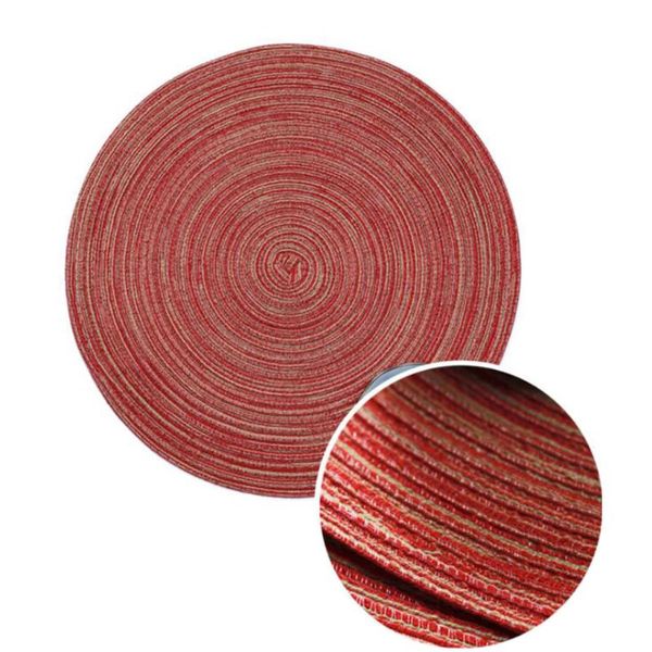 

1 pc round design insulation pad solid placemats linen non slip table mat non-slip anti-scalding bowl mat kitchen decoration