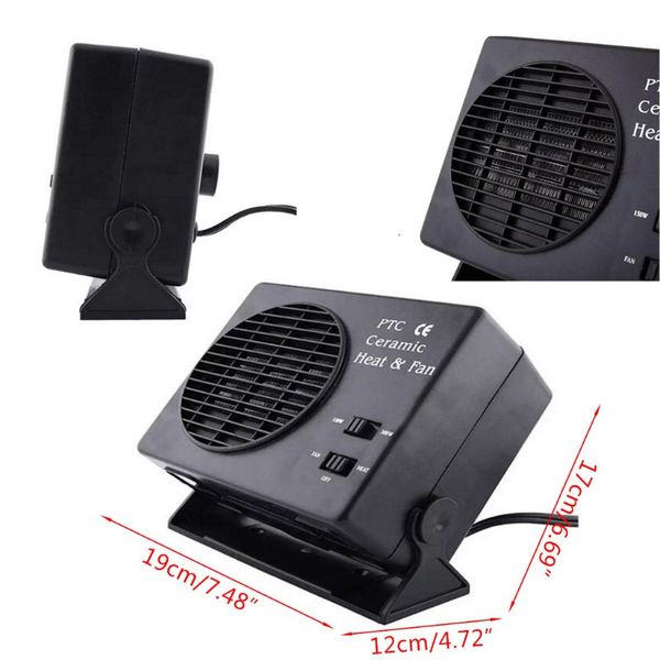 

12v car portable 2 in 1 electric fan and heater 300w defroster demister quick heating speed
