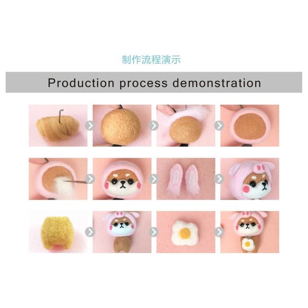 

handmade pets toy dolls wool felt needle poked kitting diy cute animal hamster elk dog santa shape woolen felting non-finished