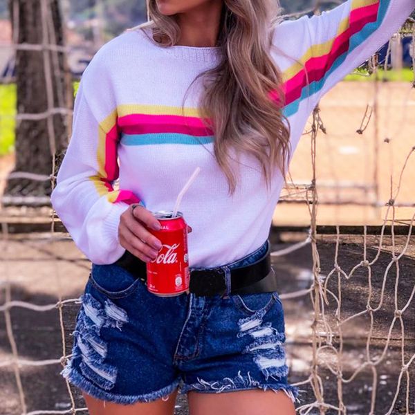 

autumn winter pullovers womens 2019 knitted sweaters female stripe women sweaters pullover women casual loose jumper pull, White;black