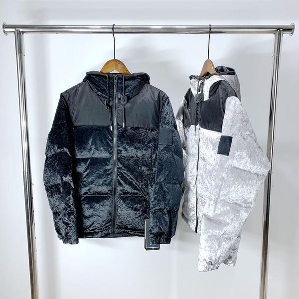 

19fw velvet down jacket logo embroidery coats couple coat winter mountain outerwear warm fashion men women hflsyrf092, Black