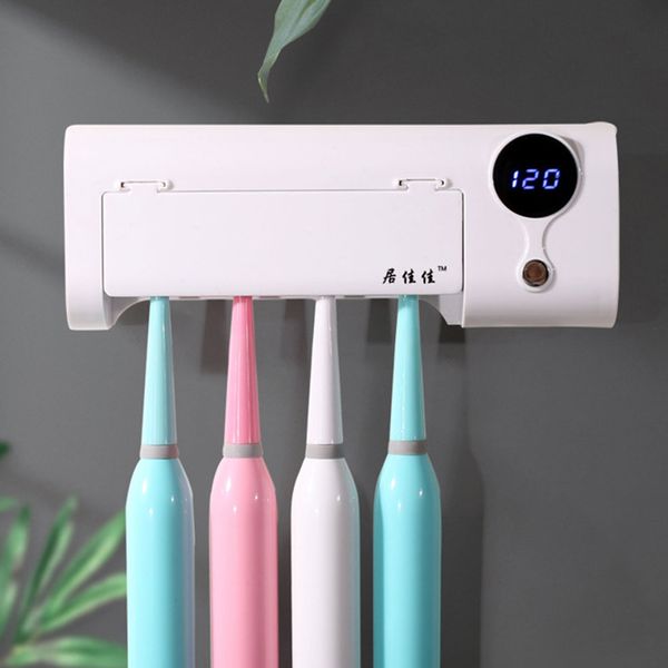 

antibacterial, 2 in 1, automatic toothbrush uv, toothpaste dispenser, sterilizer, toothbrush holder, wall cleaner