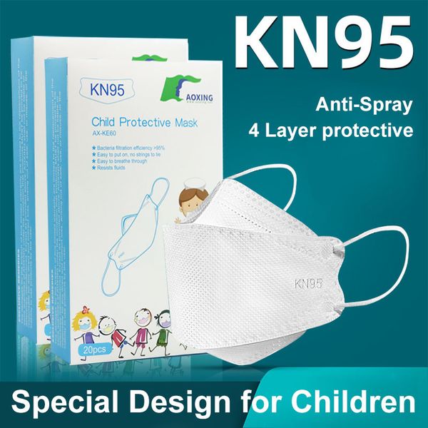 

KN95 детская маска для лица FFP2 20 шт. в подарочной коробке 100 шт. / лот 4 слоя защитный CE одобренный белый эффективность фильтрации rate97% в наличии