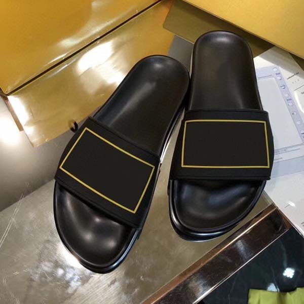 

high-quality 2020 new style fashion designer summer peep toe sandals beach slippers casual shoes print letter leather slipper 34-46 with box, Black