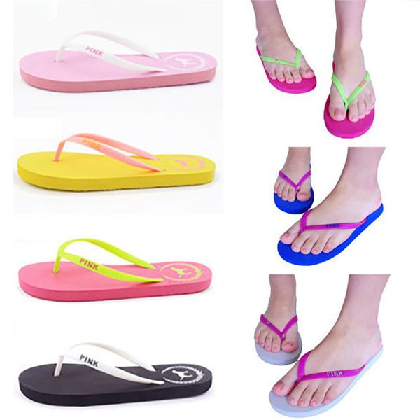 

summer love pink flip flops candy colors beach pools slippers shoes for women casual pvc home bathroom sandals pools 7 color wx9-1222