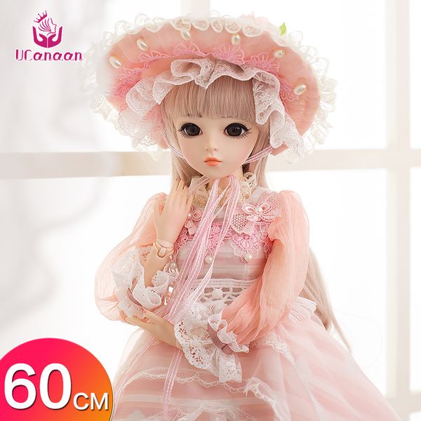 

ucanaan 1/3 23.6'' bjd 18 ball joints sd dolls with clothes outfit shoes wig hair makeup for girls gift and doll collection t20042