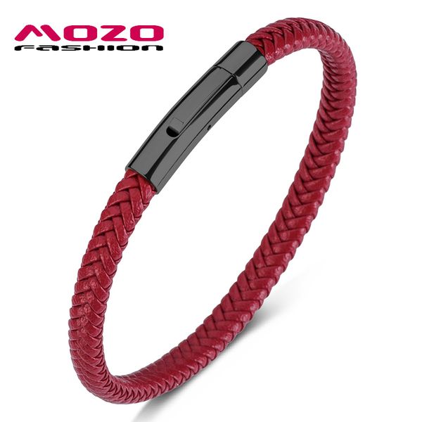 

red color bangle punk jewelry braided leather bracelet handmade classic bracelet for men and women, Golden;silver