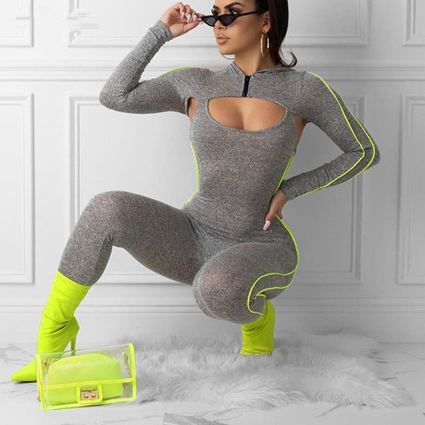

aprilgrass hoodie sport femme fitness clothing gym wear 2 piece set women conjunto yoga jumpsuit grey workout cloth zipper sportwear romper