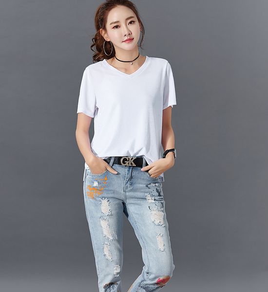 

с коротким рукавом футболка женская одежда 2020 повседневная женская осень зима тис плюс размер серый sexy футболку женщины, White