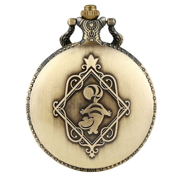 

retro bronze dream alice in wonderland rabbit poker carousel accessory quartz pocket watch chain necklace pendant for girl women, Slivery;golden