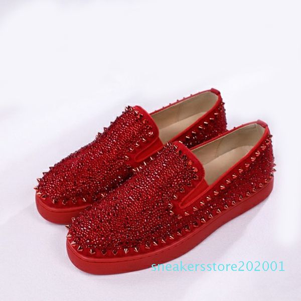 

designer shoes roller-boat men flat loafers red bottom platform casual spikes women sandal spikers trainers black blue wedding party s01
