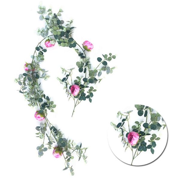 

имитации поддельные украшения круглый искусственные лоза ротанг листья эвкалипта шелк