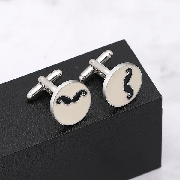 

creative black beard cufflinks men wed shirt cuff button european american-style classic moustache cufflinks for men's accessories, Silver
