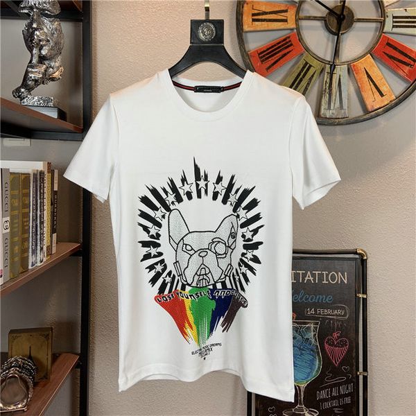 

wholesale luxury t shirts fashion design men's t shirt designer applique 100% cotton summer short sleeve men's t shirt clothing si, White;black