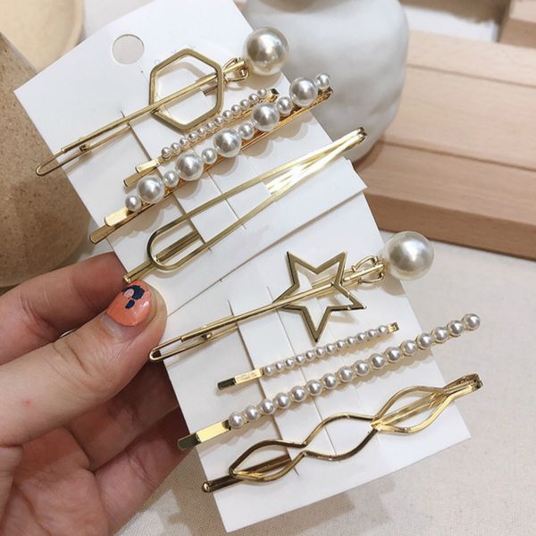 

4 pcs european usa selling fashion hair accessories make up side hair clips gold color, Black;brown