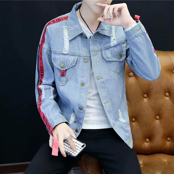 

men's autumn winter casual vintage wash distressed denim jacket coat blouse winter jacket coat, Black;brown