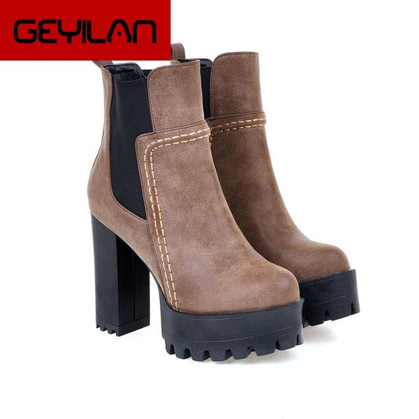 

new arrive winter warm restoring ankle boots pu nubuck leather thick high heels round toe women boots uik, Black