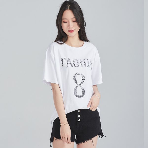 

women t shirt casual style letters print breathable cotton 100% for women comfortable solid tees luxury t shirts size, White