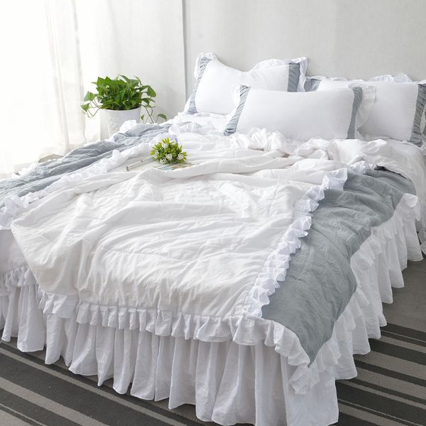 

скандинавский стиль комплект постельных принадлежностей листья лотоса летнее одеяло кровать юбка наволочка семейный набор удобное дышащее то