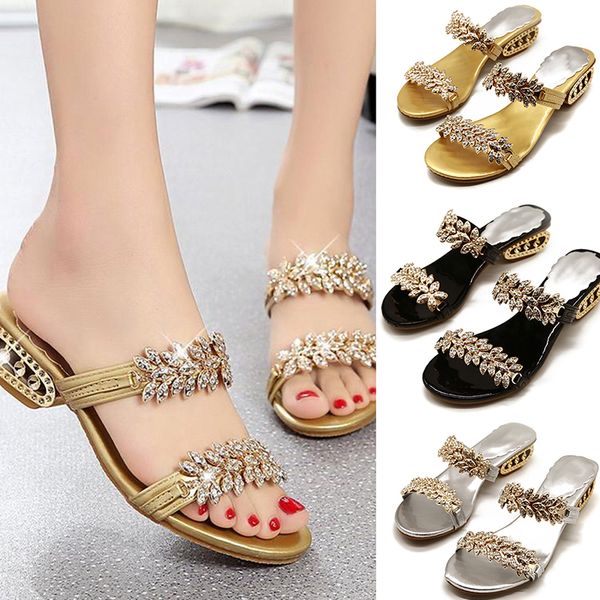

2020 fashion women rhinestone outdoor slippers new women shoes slippers summer beach sandals flip flops shoes women mujermultifunction, Black