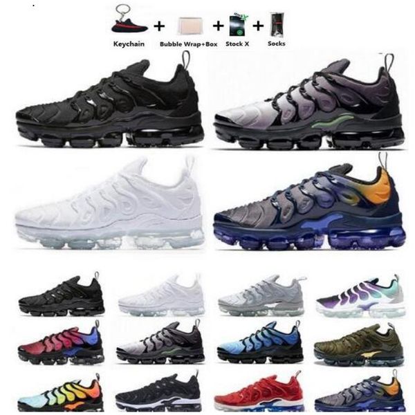 

2020 plus tn olive men's running shoes sports for women sneakers trainers white silver cool grey for male shoes triple black rainbow