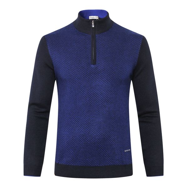 

sweater men's 2018 new style fashion zipper collar patchwork color wool -5xl ing, White;black