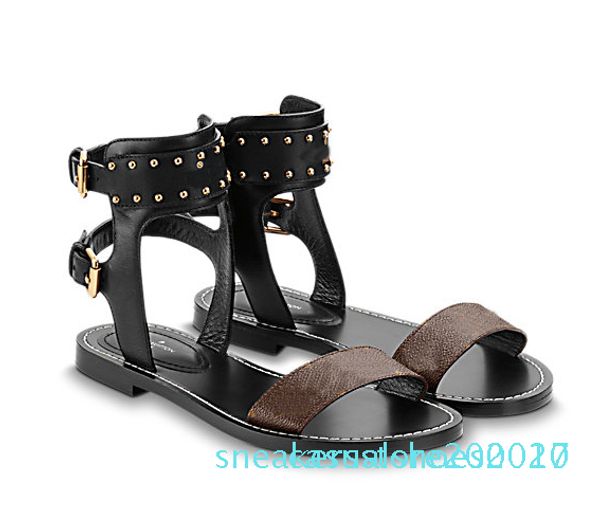 

klassische damen beliebte leder sandale striking gladiator-art-leder-sohle luxus flachen segeltuch plain sandalen schuhe c27, Black