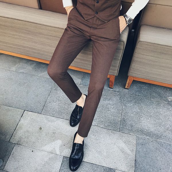 

men clothes men's korean slim small straight casual pants fashion simple men's pants british stretch men, White;black