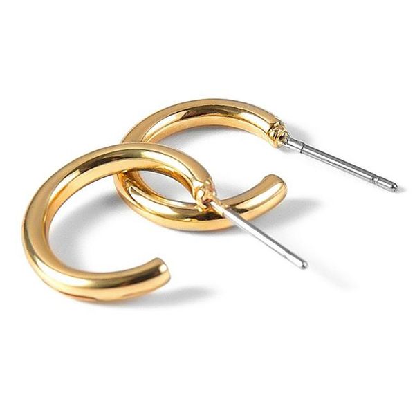 

smooth hoop earrings heart studs for women men - hip hop round earrings for party - hypoallergenic, Golden