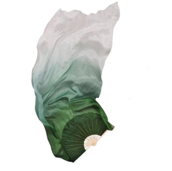 

new customized dark green white silk veil belly dance fan pairs (1l+1r) women oriental dance show props 180cm, Black;red