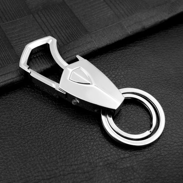 

men's metal car keychain led light double ring creative personality bottle opener pendant custom advertising gift, Silver