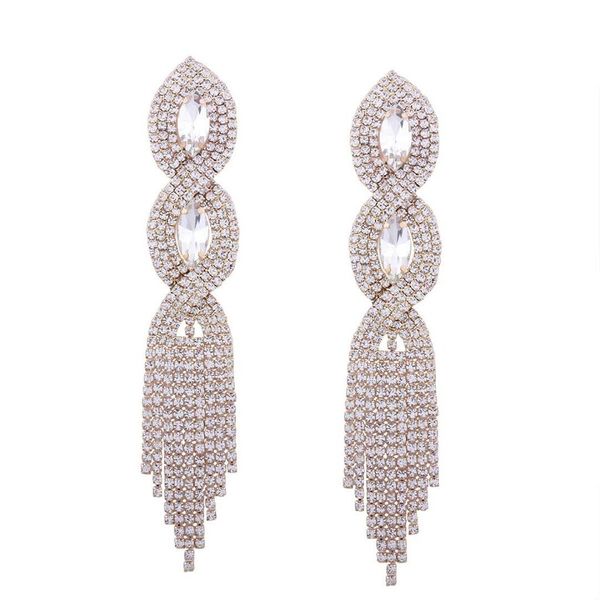 

diamonds tassels dangle earrings for women luxury crystal chains chandelier earring fashion gold silver engagement wedding earrings jewelry