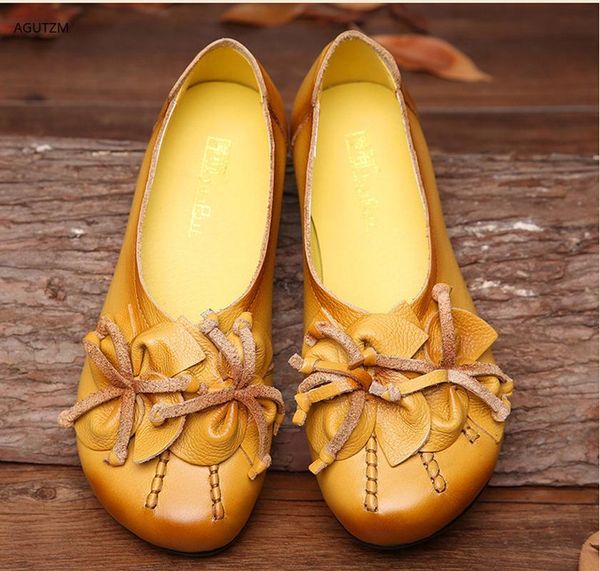 

2020 designer women genuine leather loafers ladies ballet flats shoes female spring moccasins woman's casual ballerina shoes h71, Black