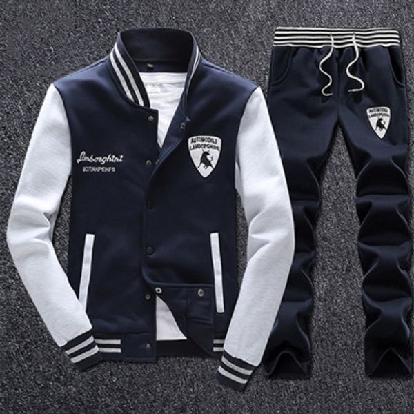

mens brand tracksuits fashion cattle badge embroidery jacket & drawstring sweatpants casual designer mens running colothes for spring, Gray
