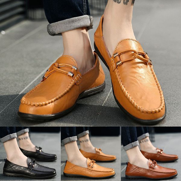 

men sneakers comfortable lazy shoes male sewing new men's shoes 2019 large size british style hand-stitched casual, Black