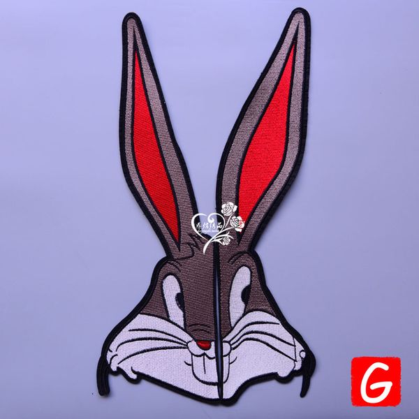 

gugutree embroidery big rabbit patch animal patches badges applique patches for clothing dx-125, Black