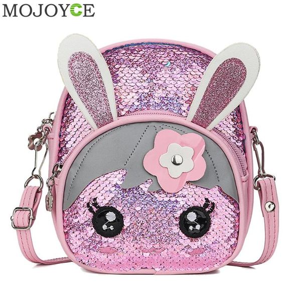 

women mini sequins backpack ears shoulder bag leather messenger rucksack