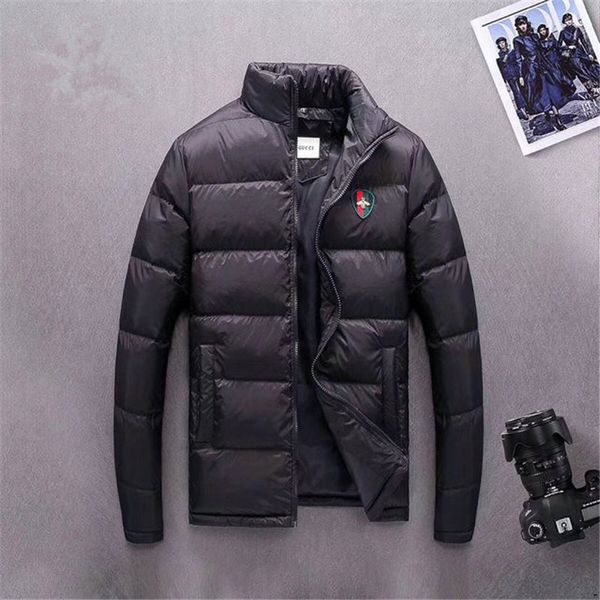 

2019 new winter men's down puffer jacket casual brands hoodies north down parkas warm ski mens face coats, Black