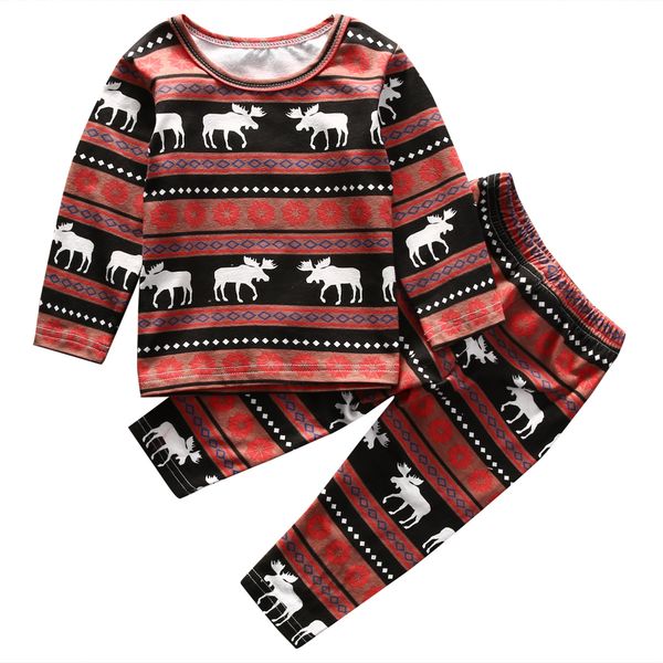 

xmas toddler newborn baby kids long sleeve +pants outfits sleepwear size 0-3t, White