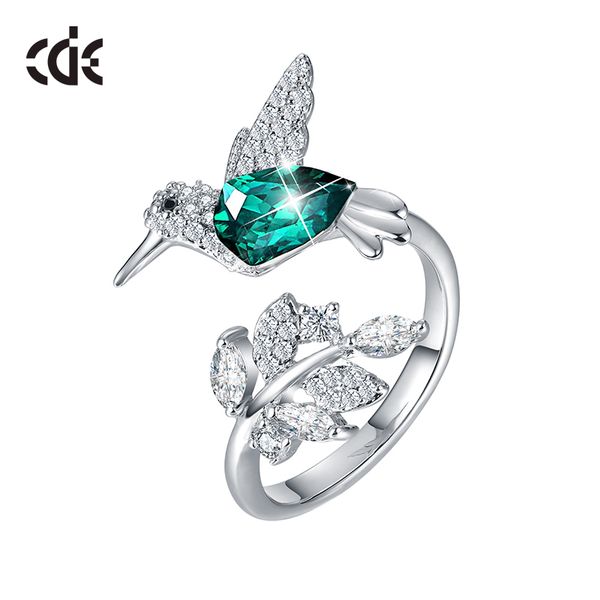 

cde 925 silver ring embellished with crystals women rings ringen voor vrouwen bird open ring animal jewelry gifts, Slivery;golden