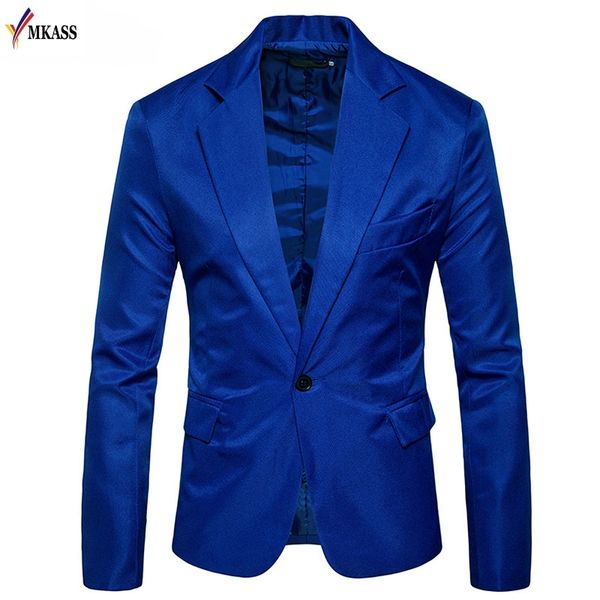 

2017 spring/autumn men blazer slim fit long sleeve single button solid color coat suit men blazer jacket casual masculino, White;black